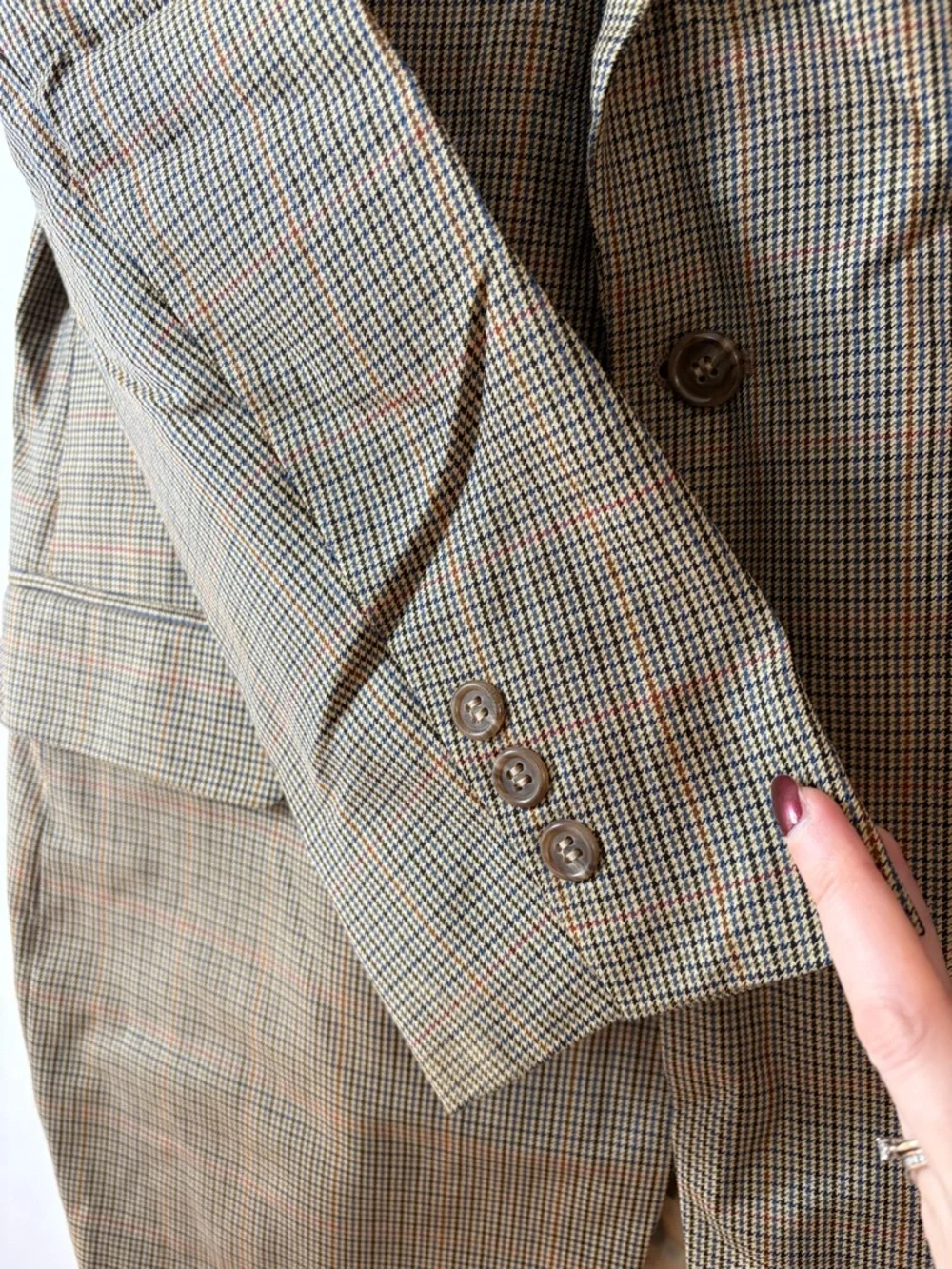 Brooks Brothers 346 Men’s 42L Blazer 100% Worsted Wool Brown Blue Check Mod 6900